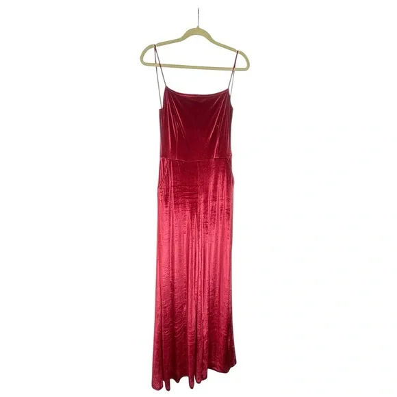 LULUS Hopeful Heart Red Velvet Backless Wide-Leg Jumpsuit - Picture 3 of 8